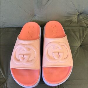 Gucci Coral Pink Slide Sandals